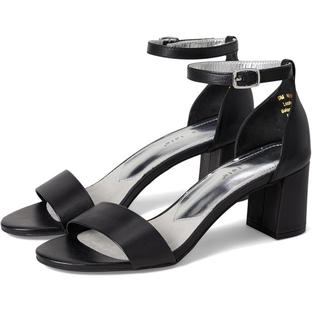 David Tate Timeless Sandals Womens US 6.5WW Black Leather Block Heel VER028